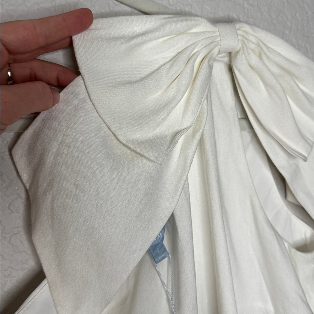 NWT Antonio Melani Charlie Linen Shift Mini Dress XS White One Shoulder - Picture 4 of 7